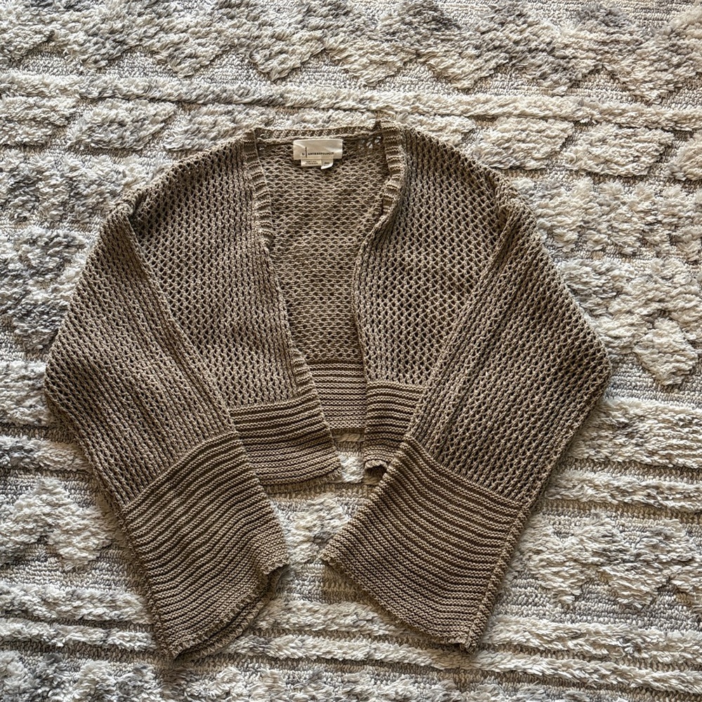 Anthropologie Taupe Knit Shrug